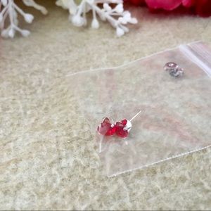Red Jewel Stud Earrings